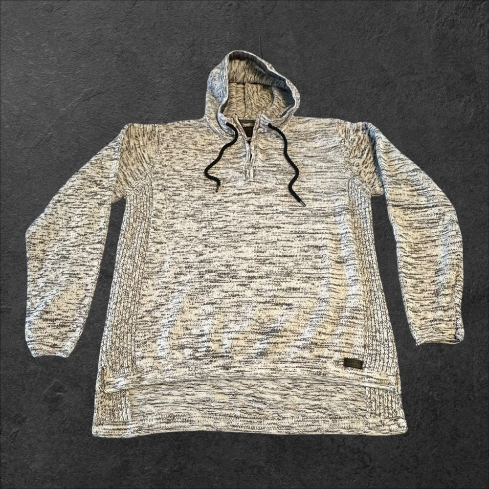 Outpost‎ Makers Hooded 100% Cotton Sweater Mens Large Gray Marled Quarter Zip